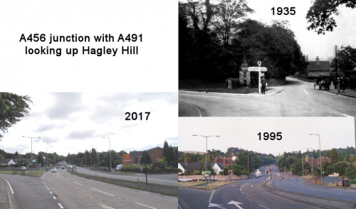 Stourbridge Rd/A456 junction looking up Hagley Hill